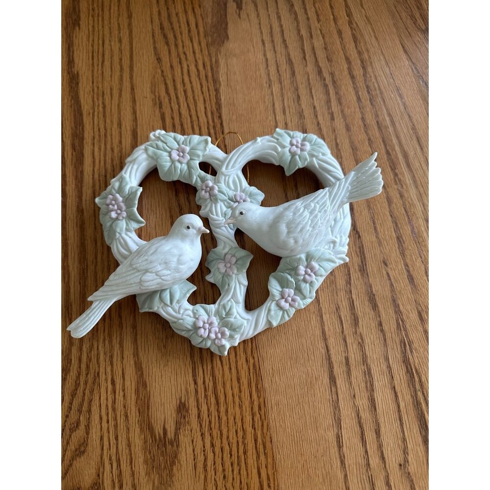 Porcelain Heart Shaped Wall Hanging Art Doves By Crowning Touch Collection
